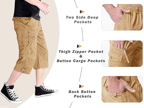 Cotton Cargo Casual Shorts with Multi-Pockets