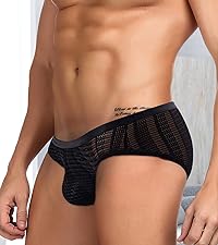 comeondear Mens Mesh Bikini Underwear - Sexy Low Rise Briefs Sheer Thongs Pouch Briefs Jockstraps