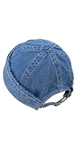 Washed Denim Cuffed Beanie Hat Adjustable for Men Women