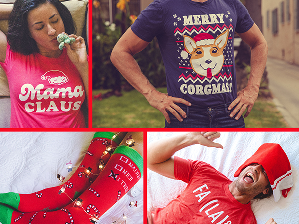 Cute Corgi Christmas Sweater Tee Mama Claus Maternity Tees Xmas Holiday Cozy Socks Stocking Stuffers