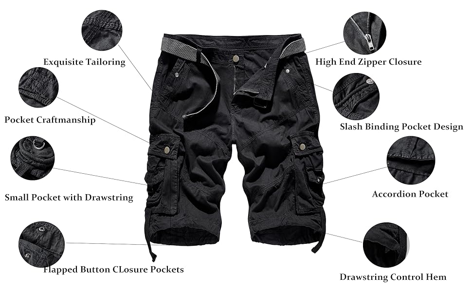 mens relaxed fit cargo shorts