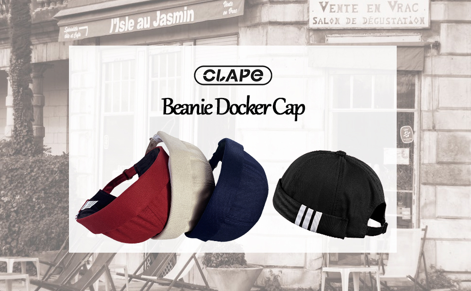 Men Hats Docker Cap Hats Beanie Sailor Cap Worker Hat Rolled Cuff Retro Brimless Hat with Adjustable