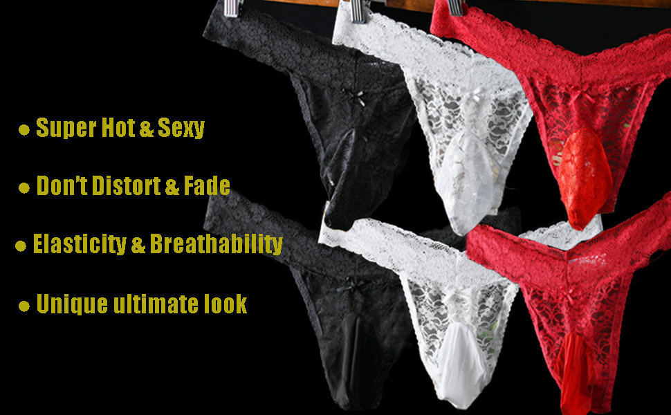 mens lace hipster panty bikini thongs G string tanga bugle pouch underwear high waist lingerie