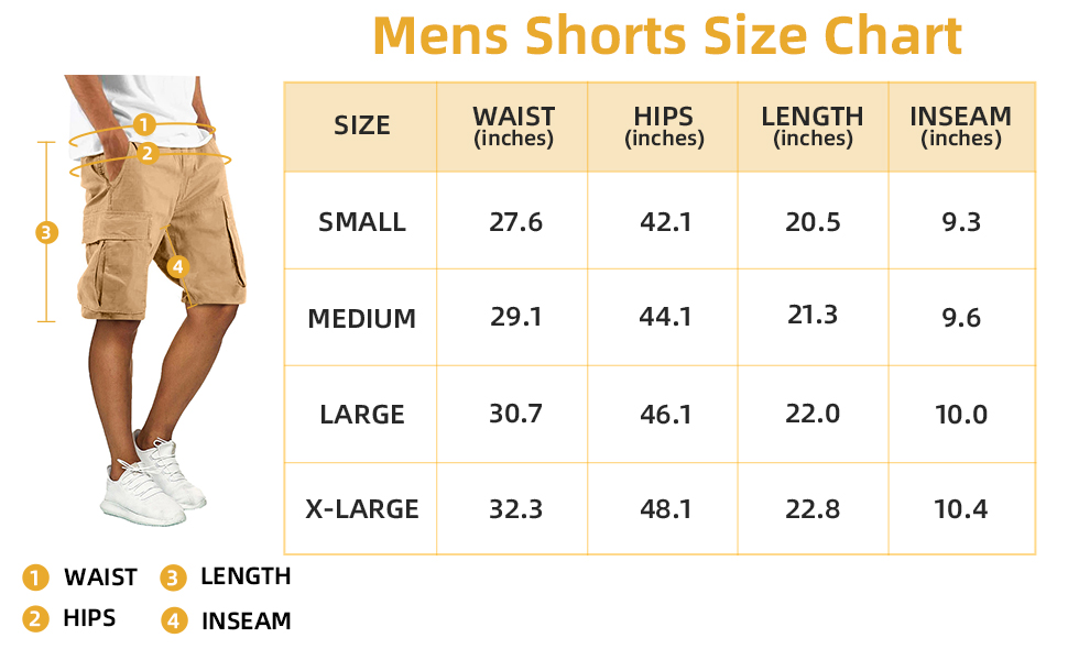 Mens Shorts Size Chart