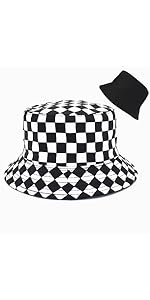 checkered bucket hat