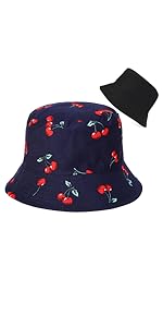 dark blue cherry bucket hat