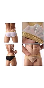 Half Transparent Sexy Men Ice Silk Briefs Mesh Underwear Hip Lift 