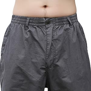 Mens Lightweight Full Elastic Waist Twill Drawstring Casual Pants