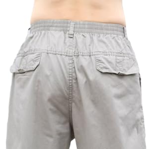 Mens Lightweight Full Elastic Waist Twill Drawstring Casual Pants