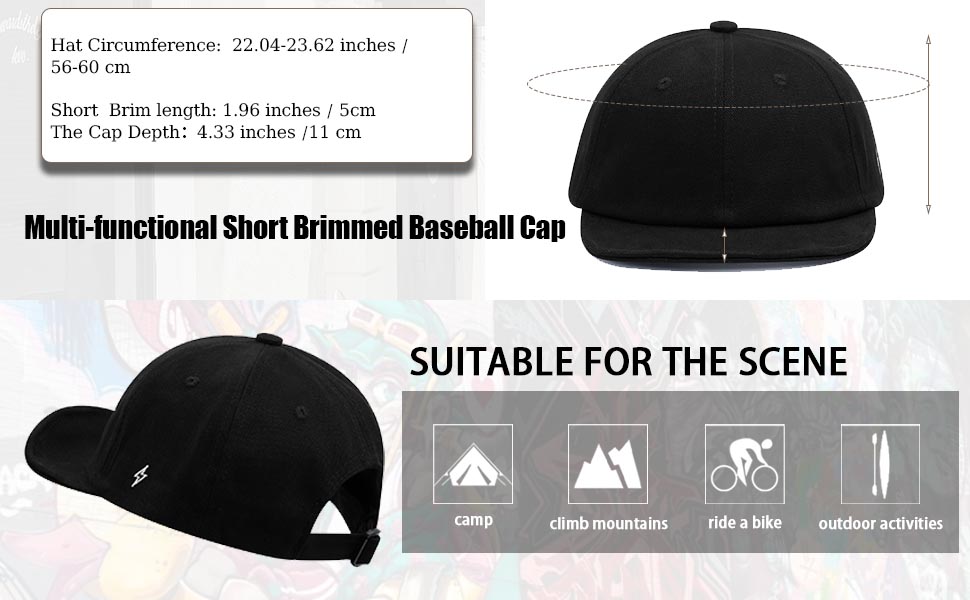 Short Brim Baseball Cap Casual Trucker Dad Hat Unstructured Short Bill Hat Snapback Hat