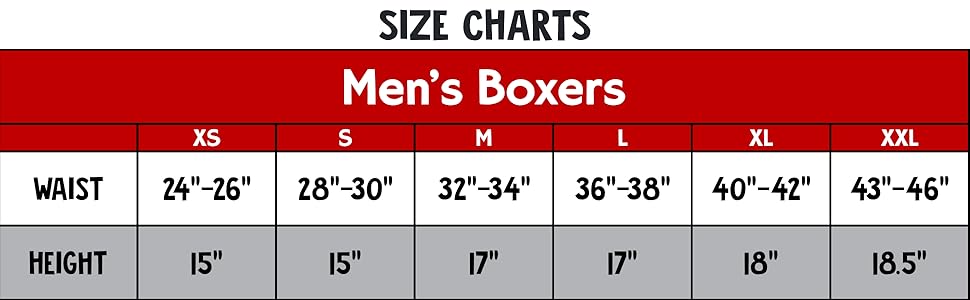 Boxer Size Chart