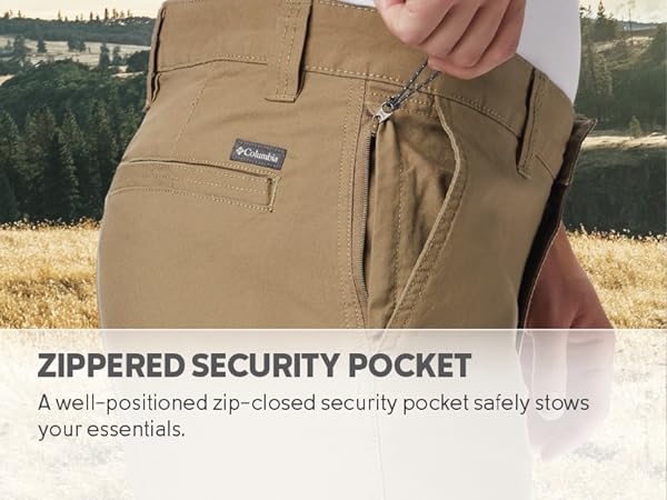 Pants with Zippered security pocket