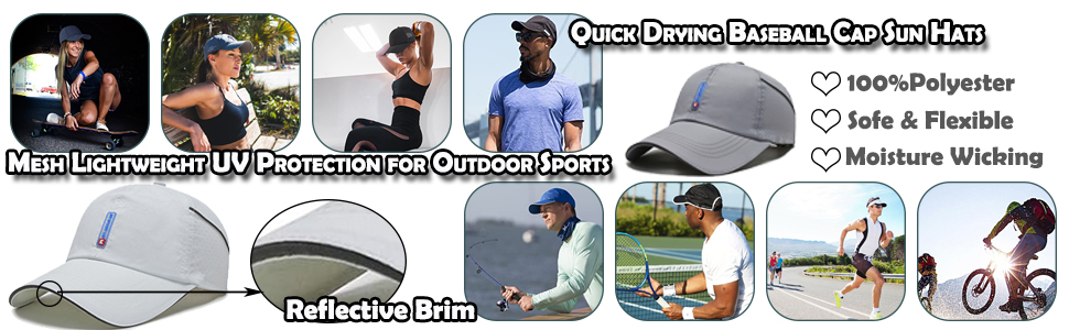 Unisex Breathable Baseball Cap Quick Dry Running hat Lightweight Cooling Water Sports Hat