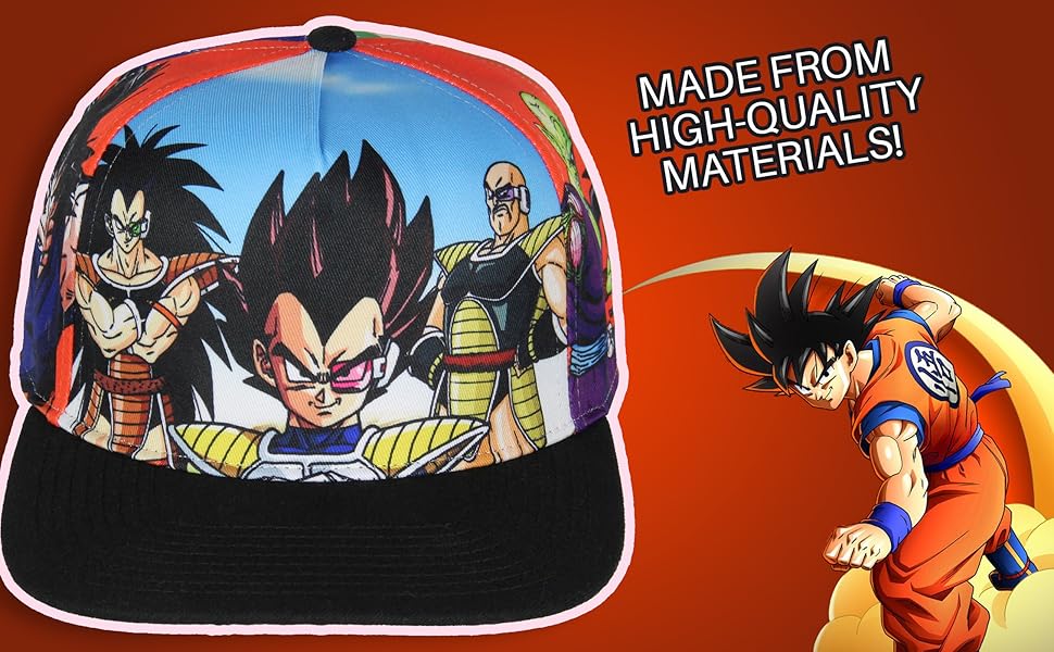 Dragon Ball Z Anime Hat Vegeta Saga Character Panel Flatbill Snapback Cap