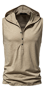 Mens Tank Top Cotton Hooded Shirts