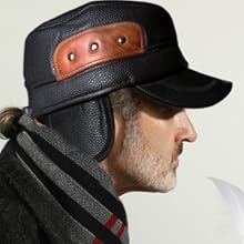 Winter Leather Flat Hat 