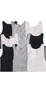 men''s pack of nine assorted one hundred percent cotton tank tops