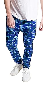 KDNK Men''s Stretch Fit Twill Cotton Elastic Drawstring Striped Camo Joggers