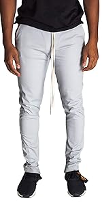 KDNK Men''s Tapered Skinny Fit Stretch Twill Cotton Drawstring Ankle Zip Pants