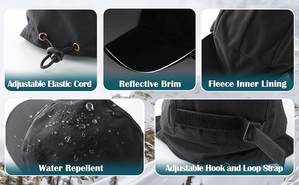 Connectyle mens earflap baseball cap waterproof warm winter hat with brim