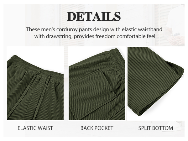 Men''s Corduroy Pants Drawstring Pants Fashion Loose Casual Long Trousers