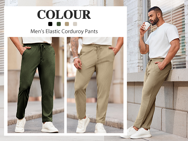 Men&#39;s Corduroy Pants Drawstring Pants Fashion Loose Casual Long Trousers