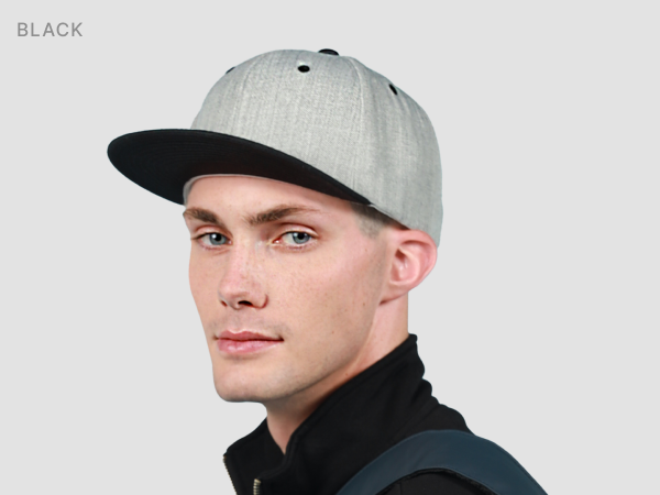 Wool Blend Heather Greay Snapback Black