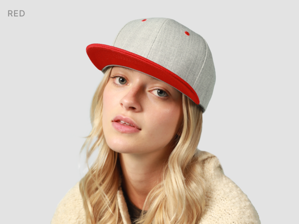 Wool Blend Heather Greay Snapback Red