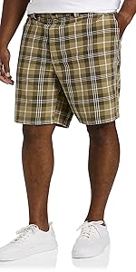 DXL Big and Tall Essentials Waist-Relaxer Plaid Shorts