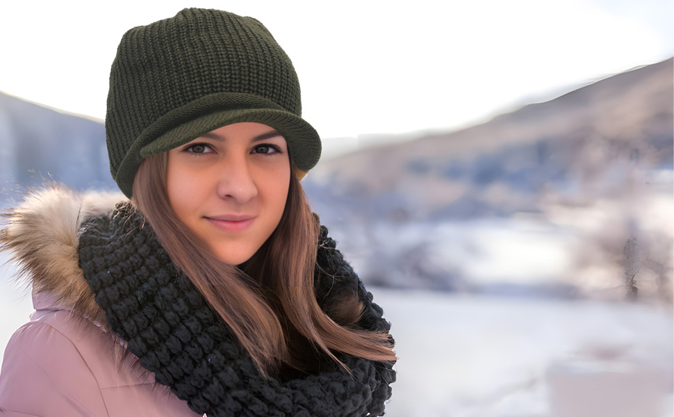 beanie with visor for women