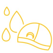 Icon with cap and water droplets.