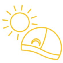 Icon with cap and sun.