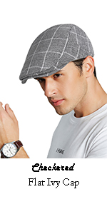 square and checked flat ivy cap for men cozy cotton