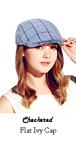 plaid newsboy ivy cap for women blue