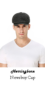 classic Herringbone newsboy cap for men british style 8 panel paperboy hat