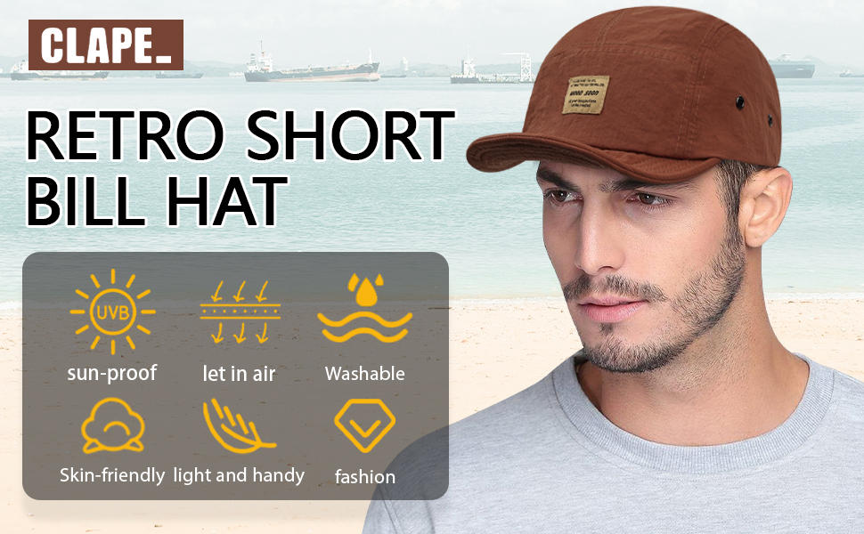 Soft Short Brim Baseball Cap 5 Panel Flat Brim Hats Trucker Hat Cotton Dad Hats Hip Hop Cadet Caps