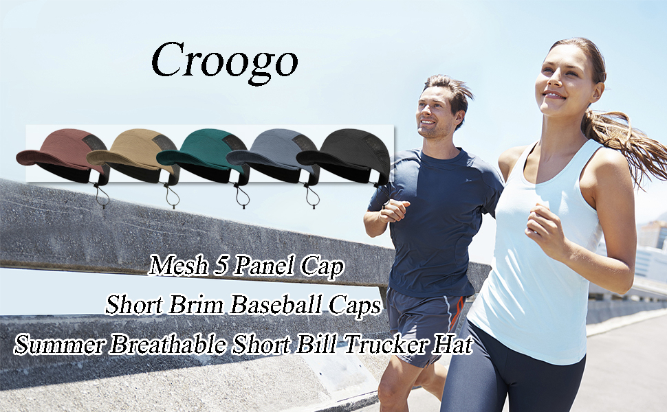 Mesh 5 Panel Cap Short Brim Baseball Caps Summer Breathable Short Bill Trucker Hat Sport Running Hat