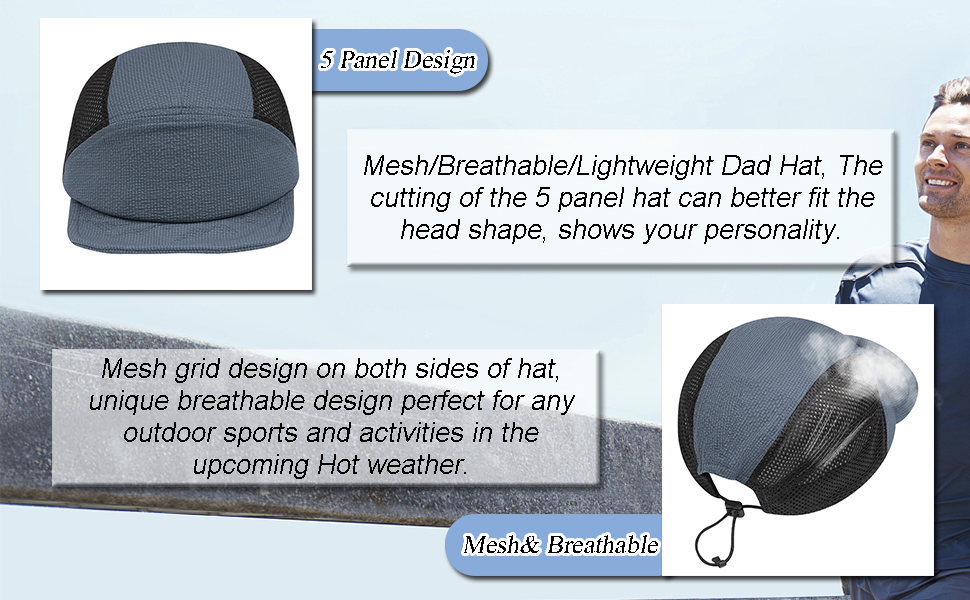 5 Panel Mesh Back Cap Soft Short Brim Baseball Caps Golf Dad Trucker Hats Lightweight Flat Bill Cap