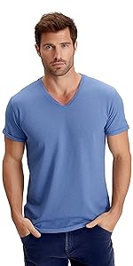 blue v neck t-shirt for men 