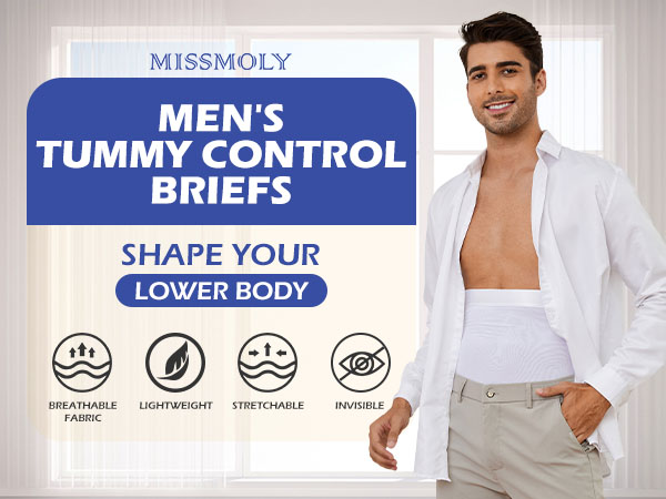 Men tummy control underwear slimming body shaper high waist briefs girdle for men undergarment