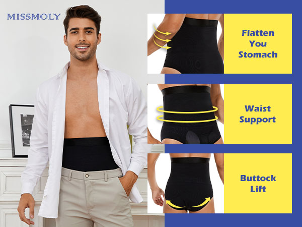 Men tummy control underwear slimming body shaper high waist briefs girdle for men undergarment