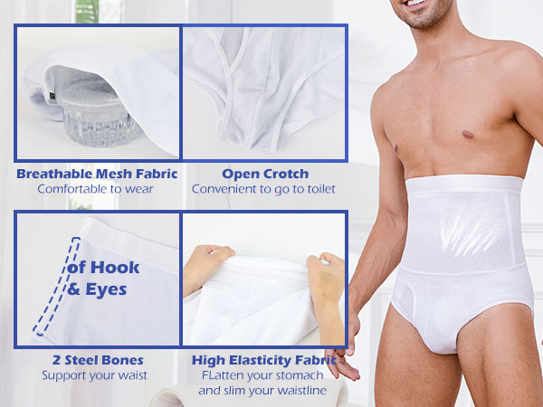 Men tummy control underwear slimming body shaper high waist briefs girdle for men undergarment