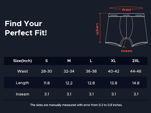 size chart boxer brief