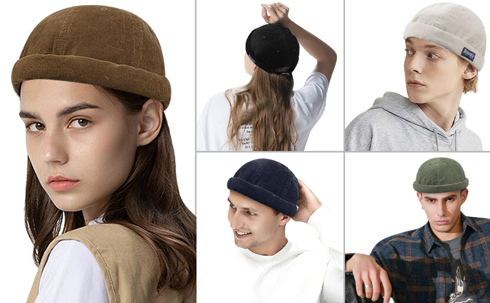 Docker Cap Brimless Hats Skullcap Worker Sailor Cap Rolled Cuff Retro Beanie Hat Men Hats Beanie