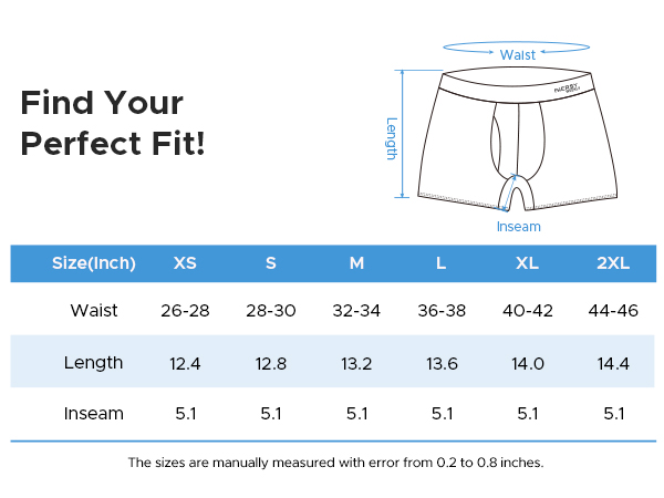 mens underwear size chart