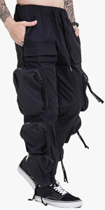 Men''s Khaki Multi Pocket Pants Functional Cargo Pants Men Punk Pants