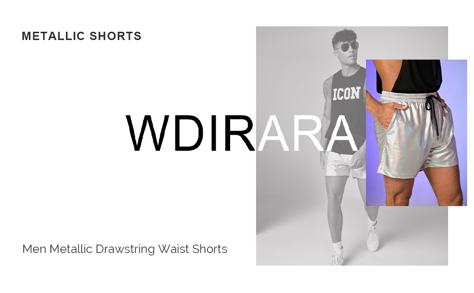 WDIRARA Men''s Rose Letter Graphic Print Drawstring Waist Active Pocket Shorts