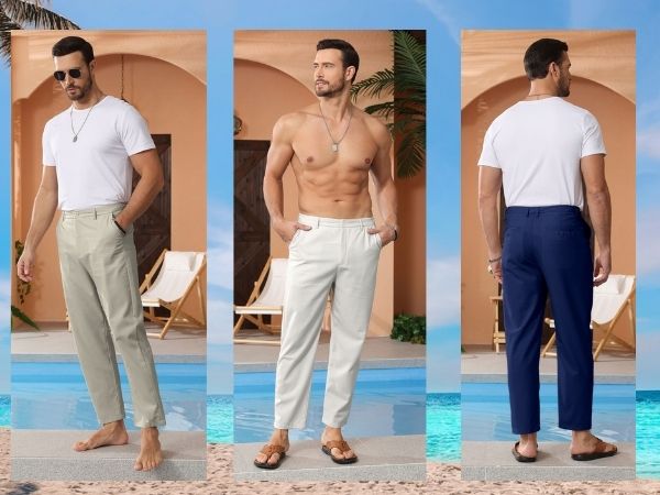 men linen beach pant