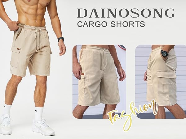 Dainasong Men&#39;s Cargo Shorts Elastic Waisted Colorblock Active Pants