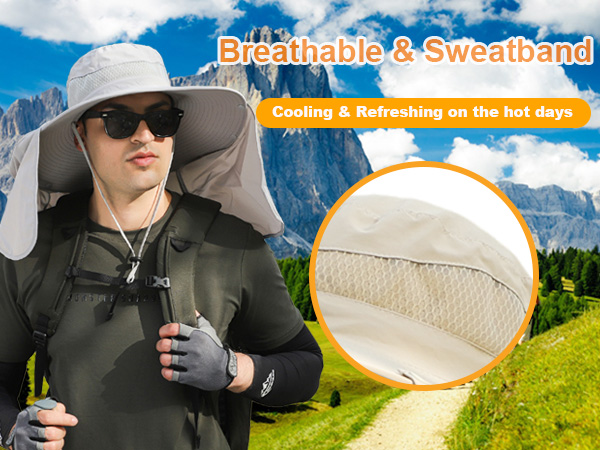 Men Women Large Brim Sun Hat breathable sweat absorption Quick Dry lightweight outdoor activities